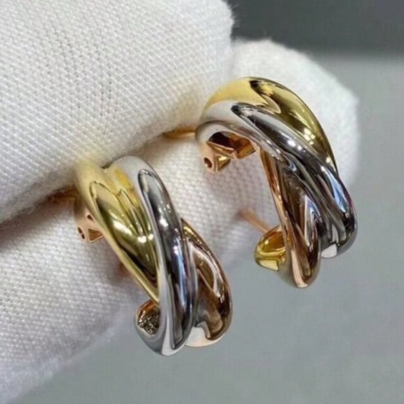 multiColor Elegant Women's Delicate Glossy hoop Earrings - Picture 3 of 4